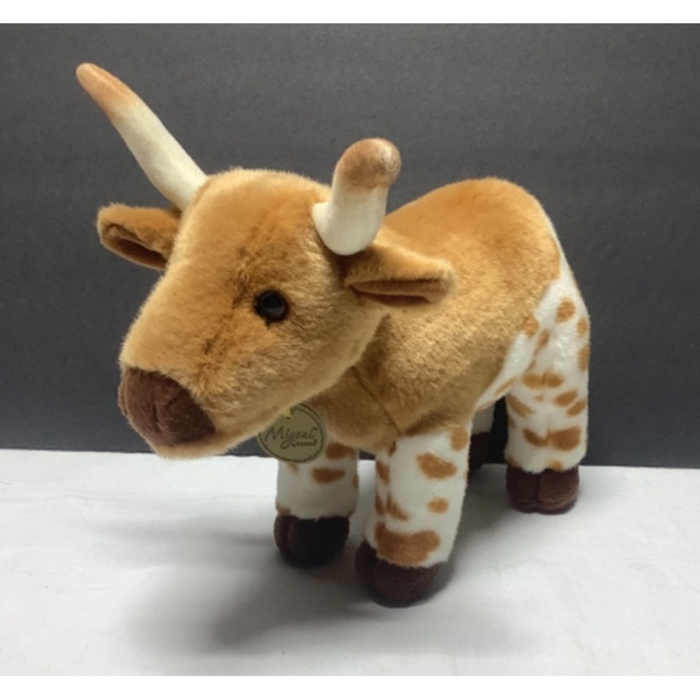 Miyoni by Aurora Small Brown Spotted Longhorn Plush Stuffed Animal 10" 2023 Bull